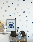 Blue & Grey Polka Dot Wall Decal
