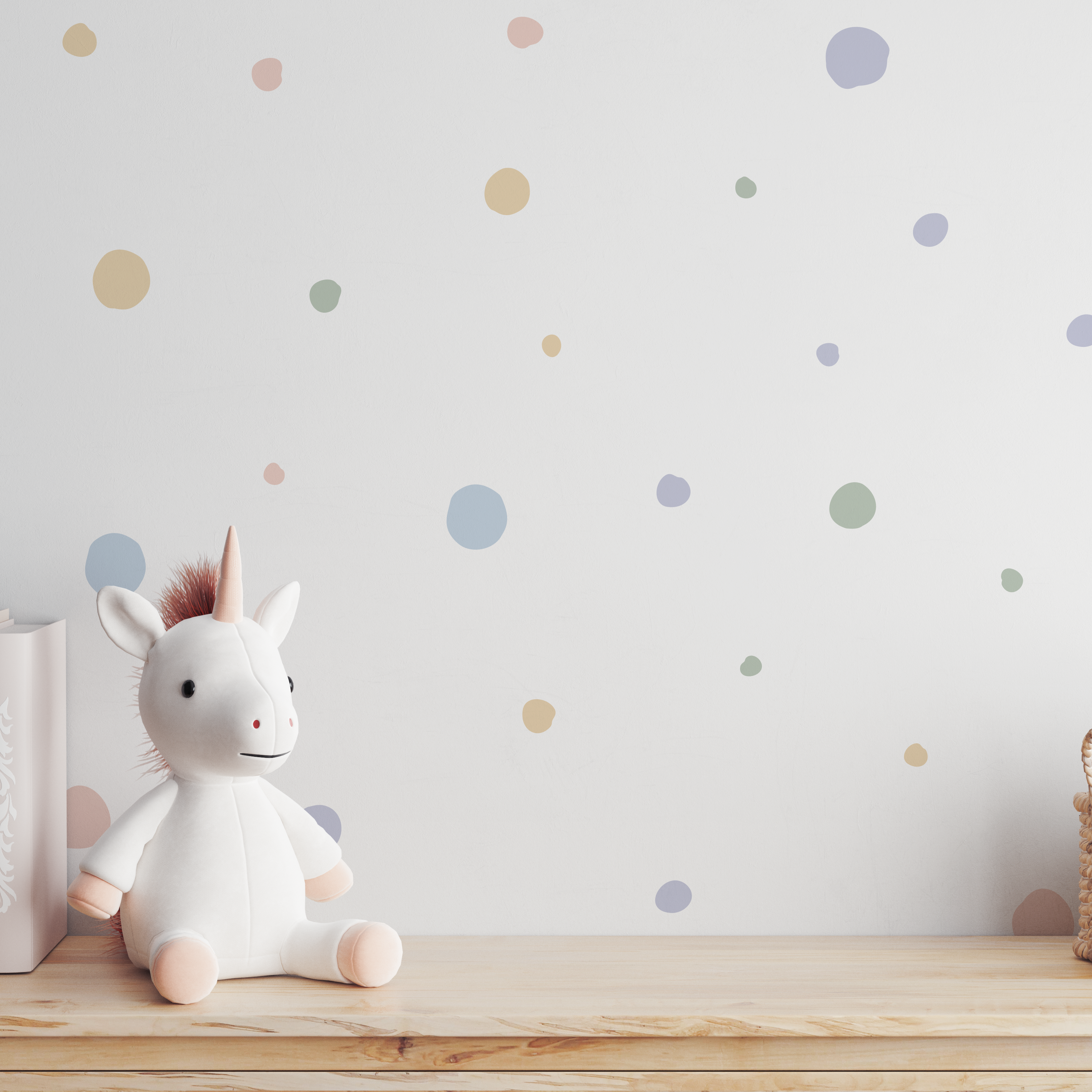 Pastel Polka Dot Wall Decals – Soft Multicoloured Dots for Kids Rooms ...
