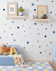 Sticker mural à pois bleus et gris