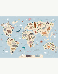 Interactive World Map Wall Decal - Green & Blue