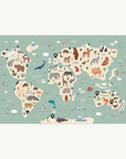 Interactive World Map Wall Decal - Green & Blue