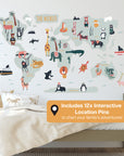 Interactive World Map Wall - Neutral & Bright