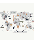 Interactive World Map Wall - Neutral & Bright