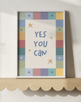 Yes You Can Blue Wall Print