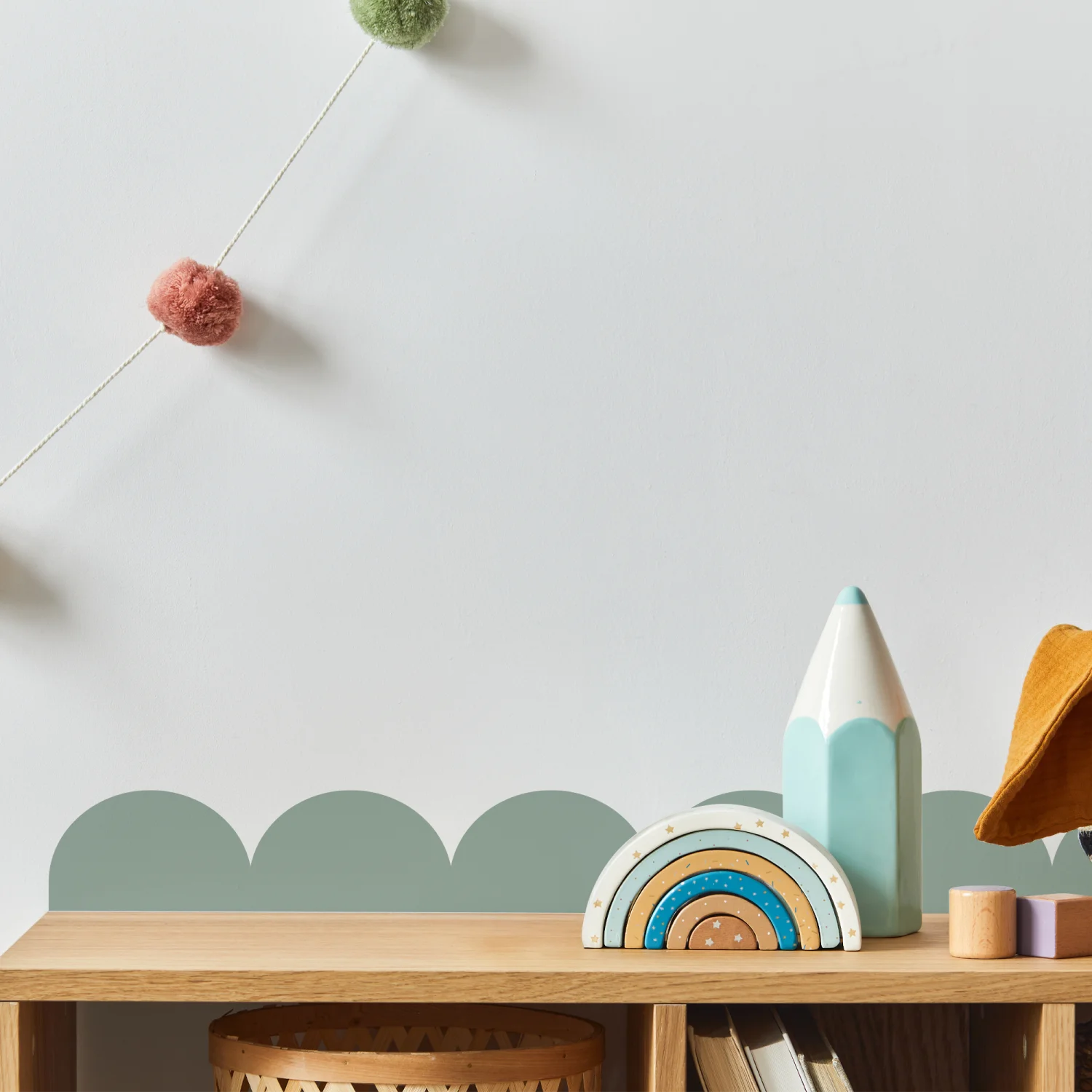 Block Coloured Scalloped Border Decals - DW14. Borders