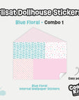 Blue Florals Flisat Dollhouse Decals - Furniture Decals