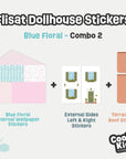 Blue Florals Flisat Dollhouse Decals - Furniture Decals