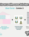 Blue Florals Flisat Dollhouse Decals - Furniture Decals
