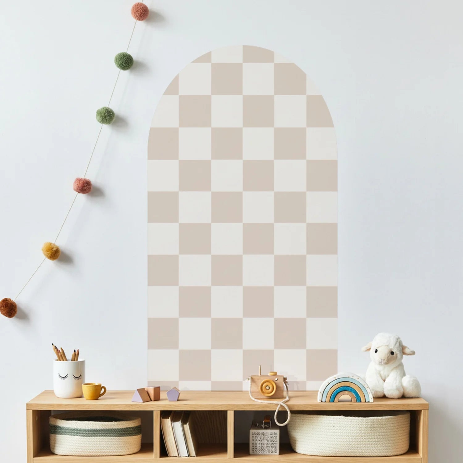 Checkered Patterned Arch Wall Decals - Medium / Milk &