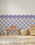 Checkered Waves Wall Panels - Purple, Blue & Pink - DW11.