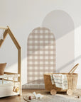 Combo Arches - Gingham Checkered & Rectangle - Powder + Tan