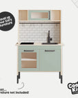 Duktig Kitchen White Metro Tiles - Green Base Decals