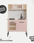 Duktig Kitchen White Metro Tiles - Pink Base Decals
