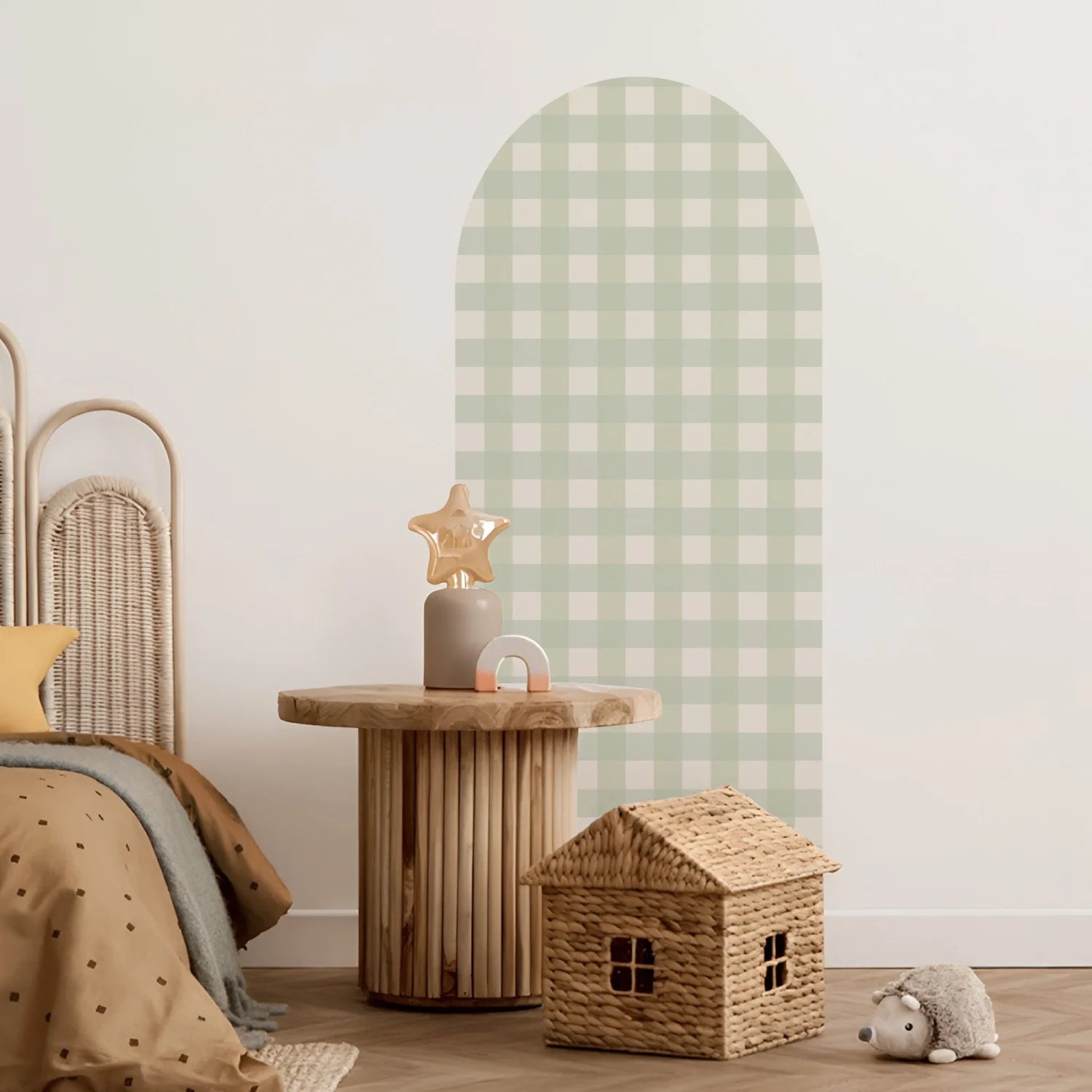 Gingham Patterned Arch Wall Decals - Medium / Apple & Sage