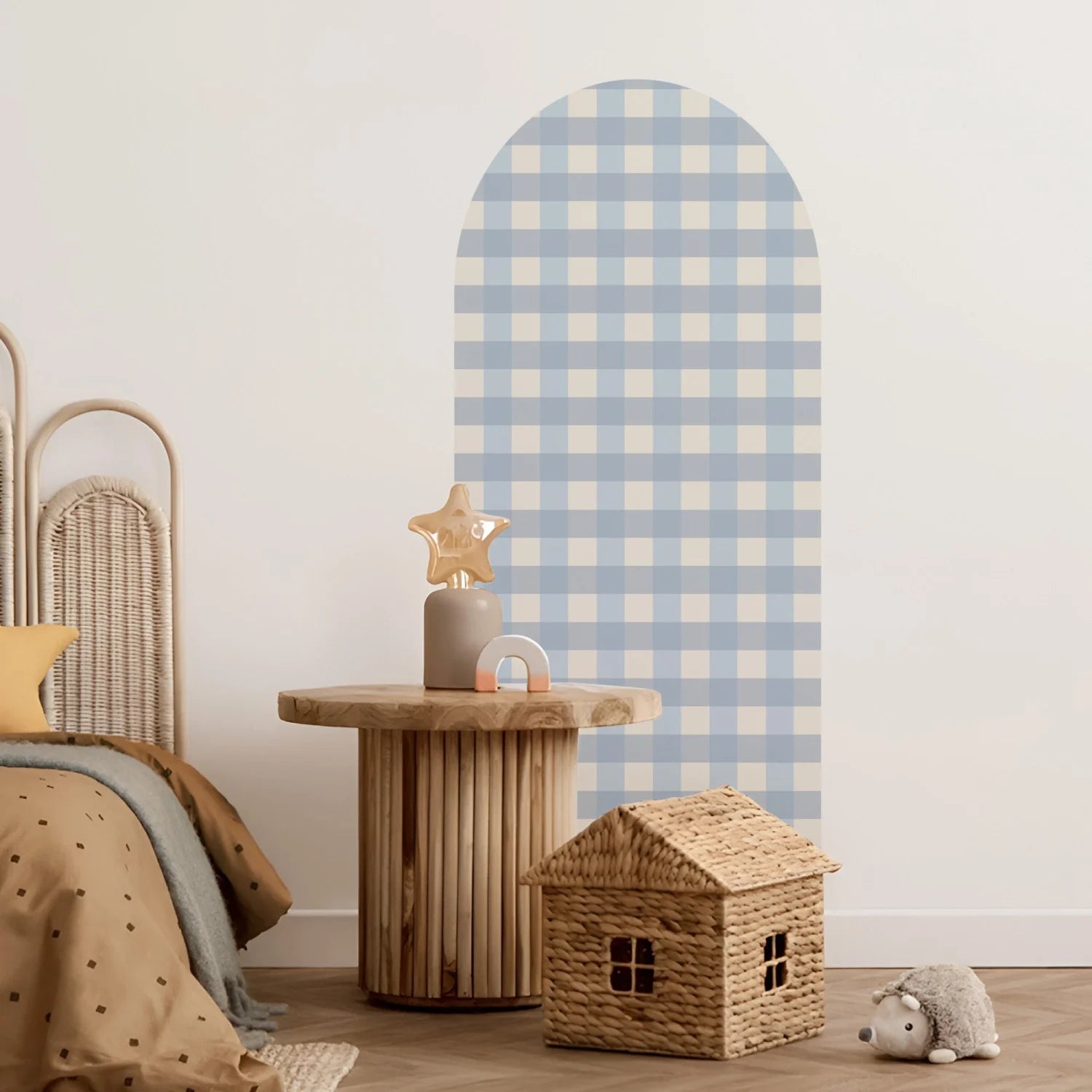 Gingham Patterned Arch Wall Decals - Medium / Blue & Sky