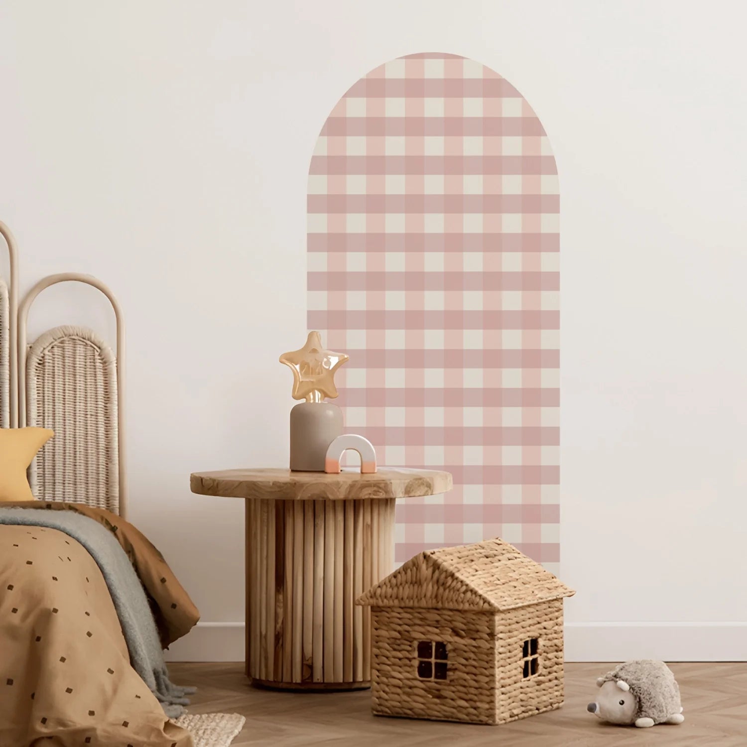 Gingham Patterned Arch Wall Decals - Medium / Pink & Blush