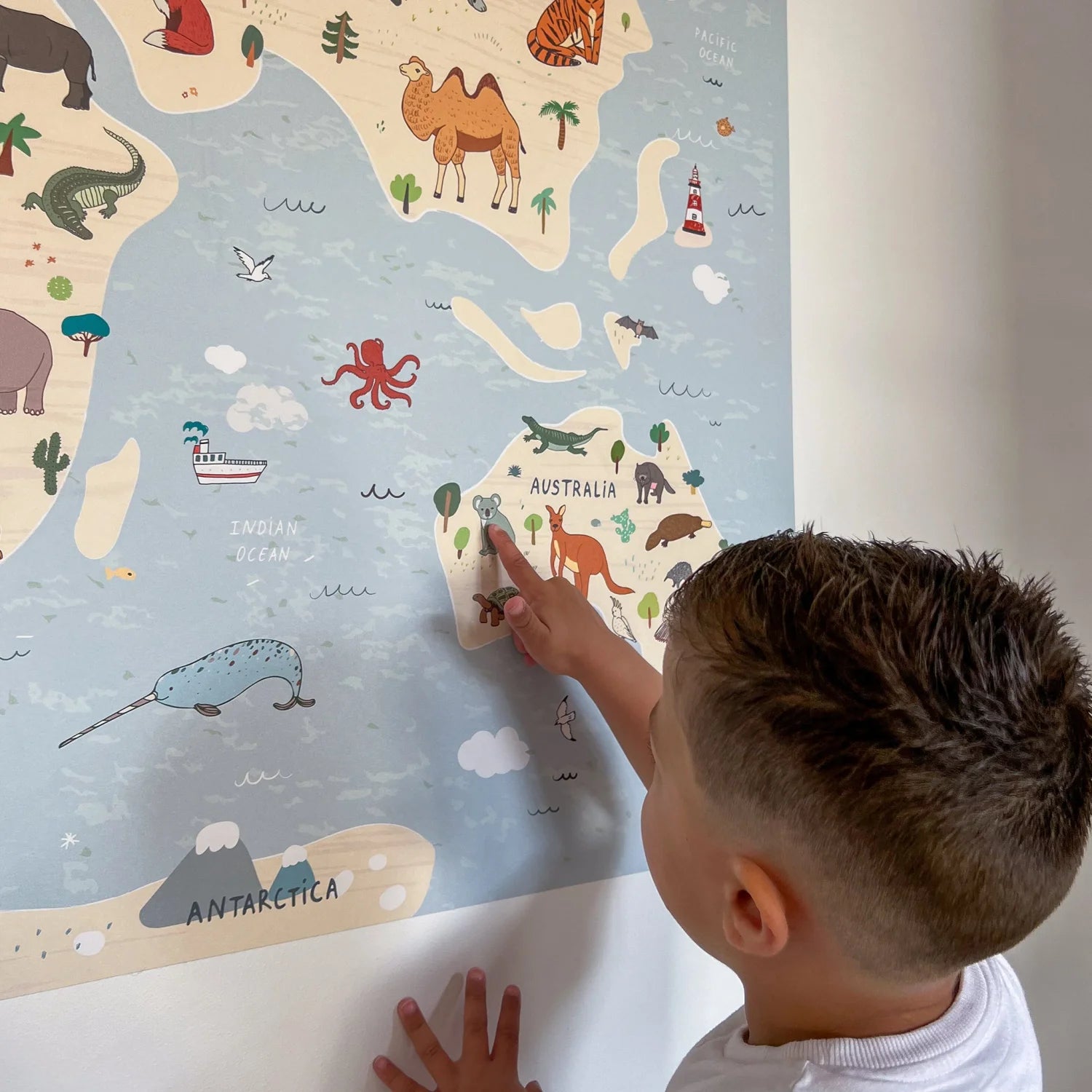 Interactive World Map Wall Decal Green & Blue DW4. Decals