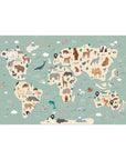 Interactive World Map Wall Decal - Green & Blue - DW4.