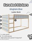 Kura Bed Gingham Blue Decals - Furniture Decals - Kura Bed