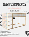 Kura Bed Gingham Multi Decals - Furniture Decals - Kura Bed
