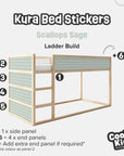 Kura Bed Scallops Sage Decals - Furniture Decals - Kura Bed