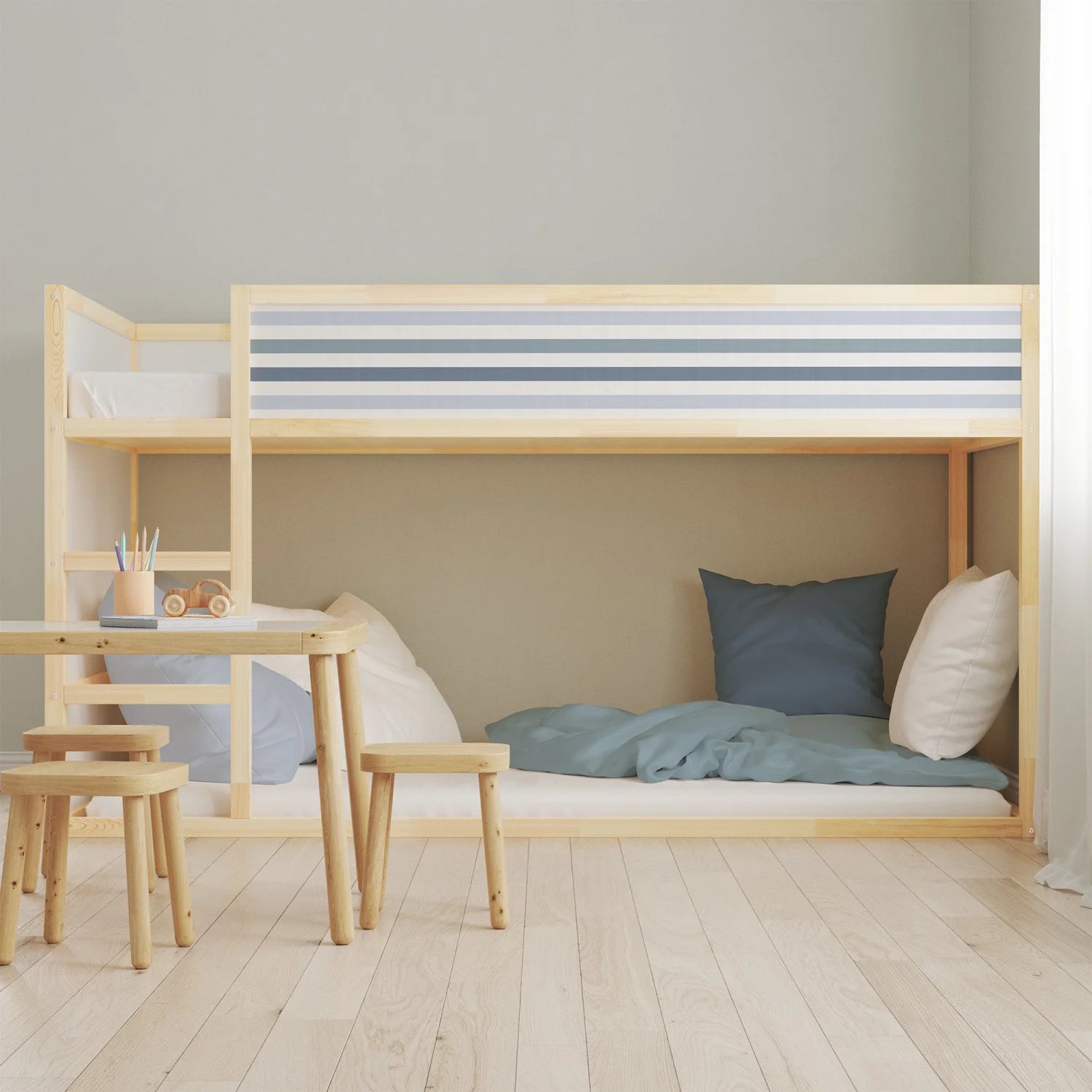 Kura Bed Decals – Blue Stripe Stickers for Kids' Bedrooms – Cool