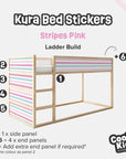 Kura Bed Stripes Pink Decals - Furniture Decals - Kura Bed