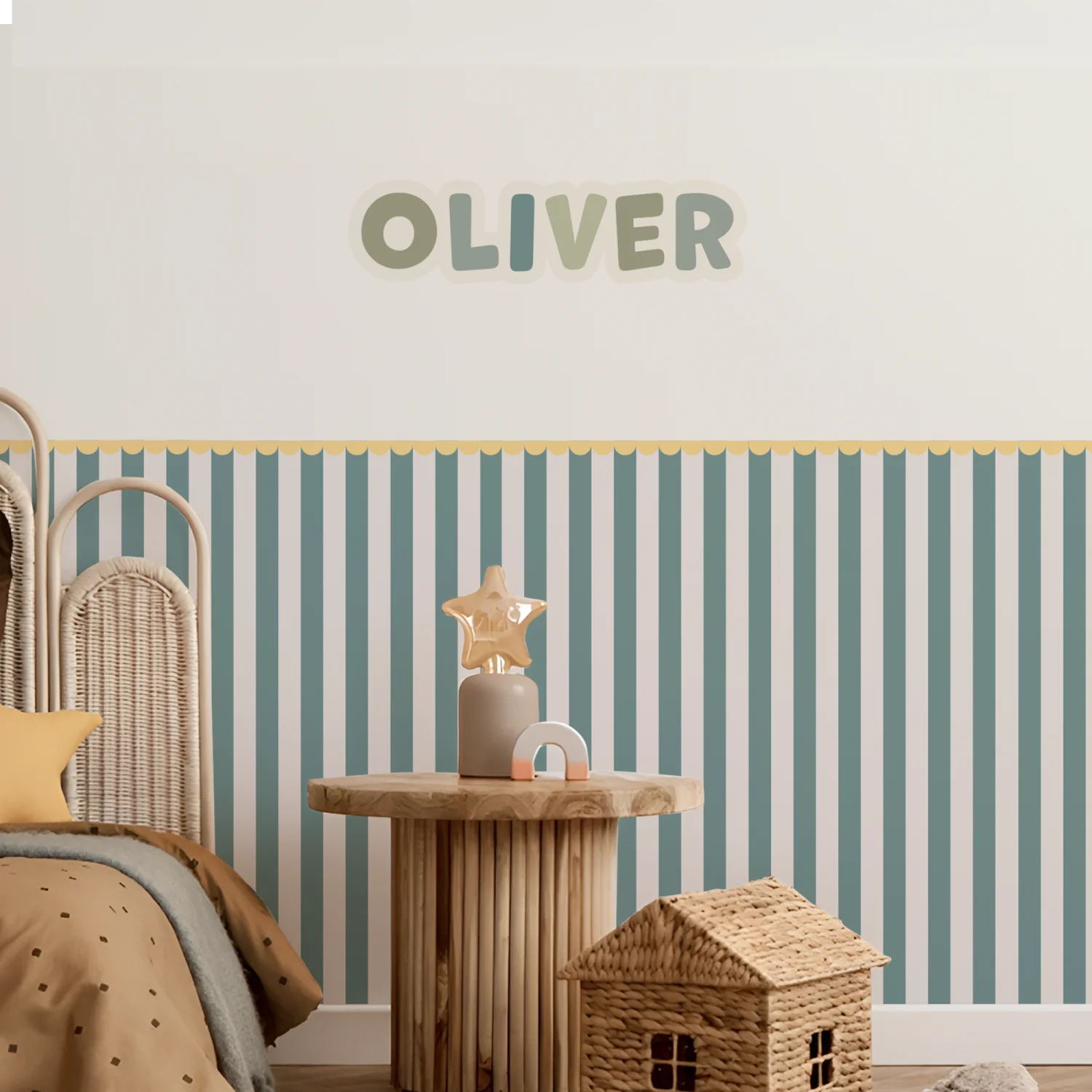 Personalised Name Decals - Playful - Greens - DW13. Custom