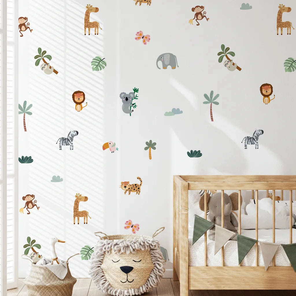 Safari Wall Decals – Playful Animal Set for Kids Rooms – Cool Kids ...