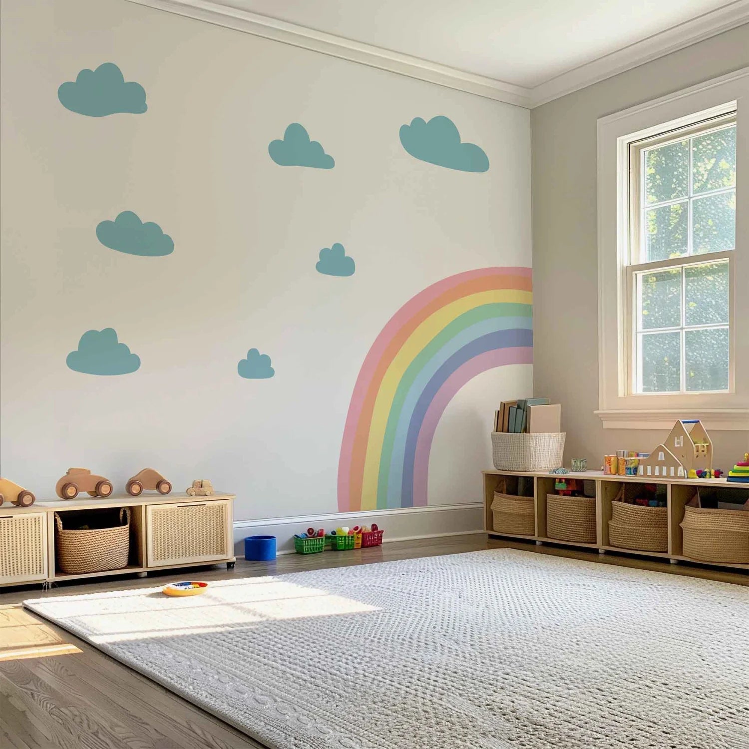 Rainbow Half Wall Decal - DW3. Sun Clouds