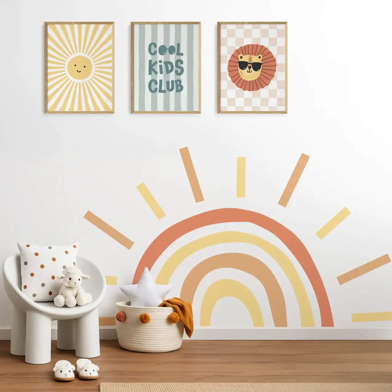 Sun & Cloud Wall Decals - 12 Sheets Watercolor Wall Stickers For Kids Room, Girls Bedroom, Playroom Decor