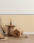 Striped Scalloped Border Panels - Ocean - Yellow & Powder