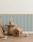 Striped Scalloped Border Panels - Yellow, Teal & Powder