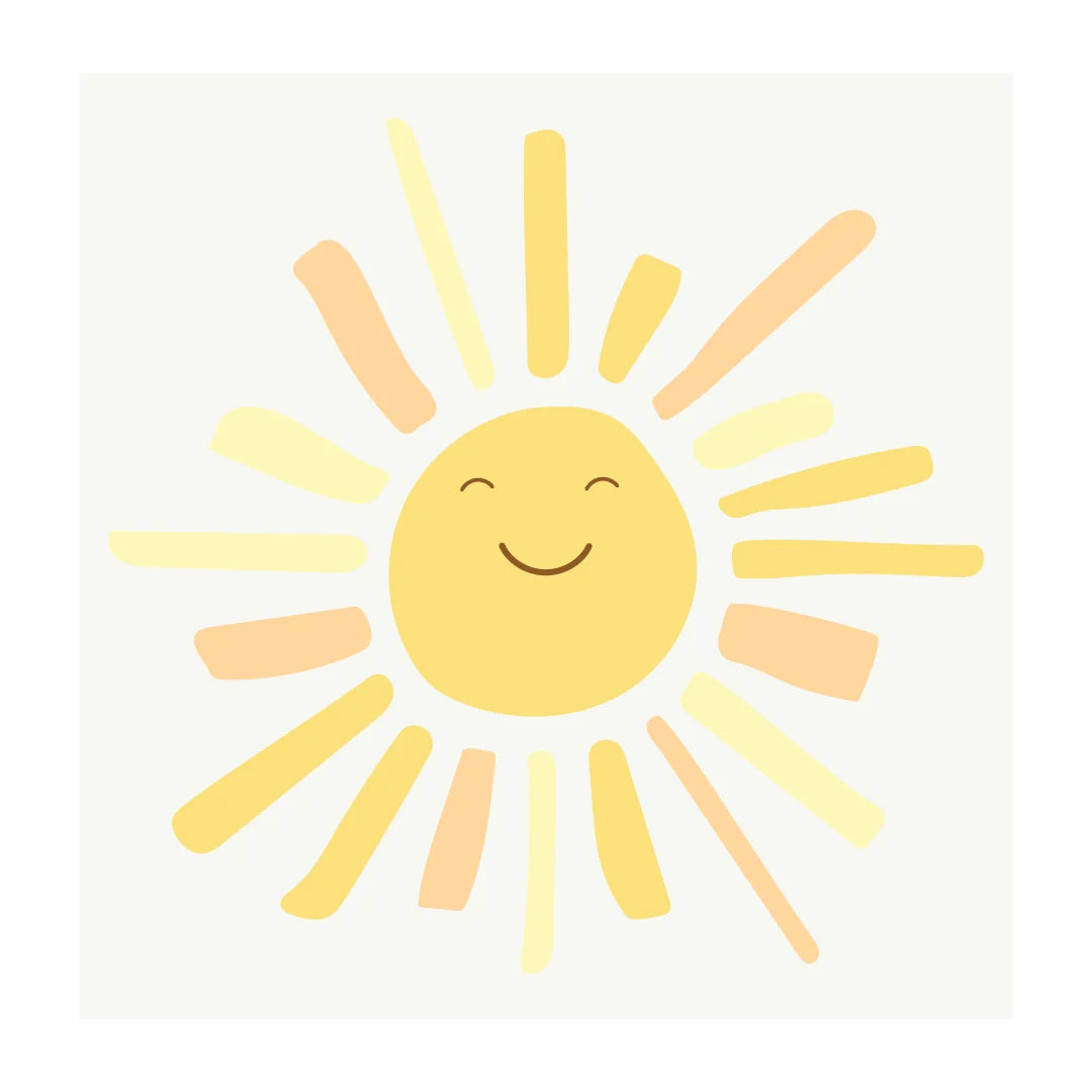 Sunny Face Long Ray Wall Decal - DW3. Rainbow Sun Clouds
