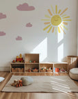 Sunny Face Long Ray Wall Decal - DW3. Rainbow Sun Clouds