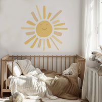 Sunny Face Long Ray Wall Decal - DW3. Rainbow Sun Clouds