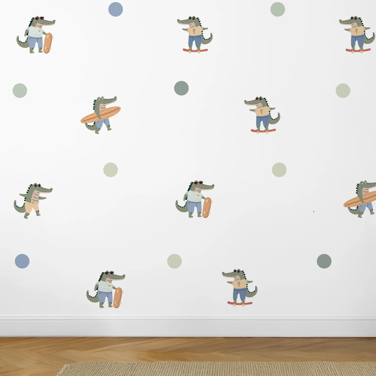 Surf & Skater Gator Wall Decals - DW5. Animal