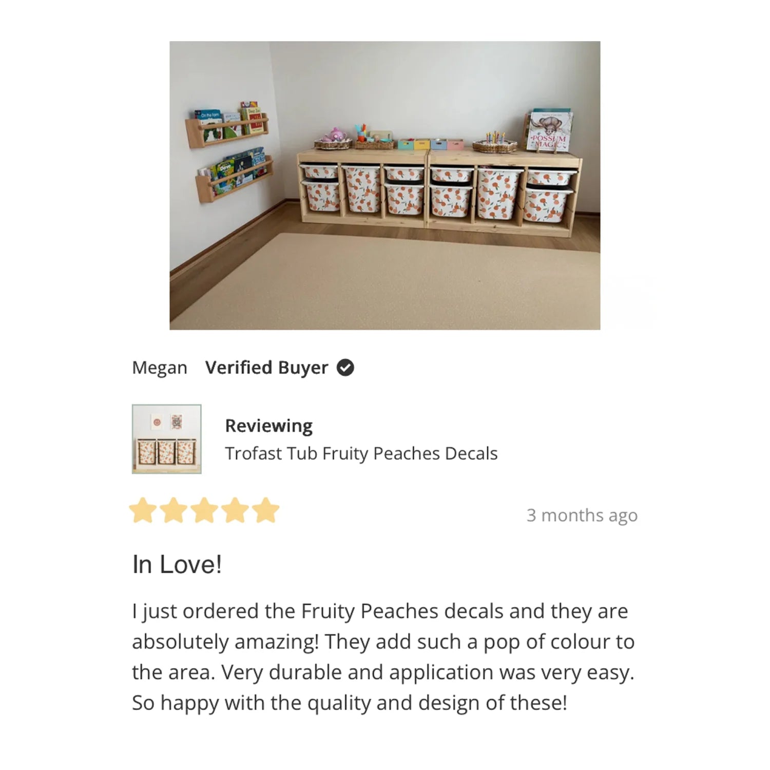 Trofast Tub Fruity Peaches Decals - DF2. Tubs