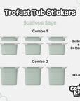 Trofast Tub Scallops Sage Green Decals - Furniture Decals