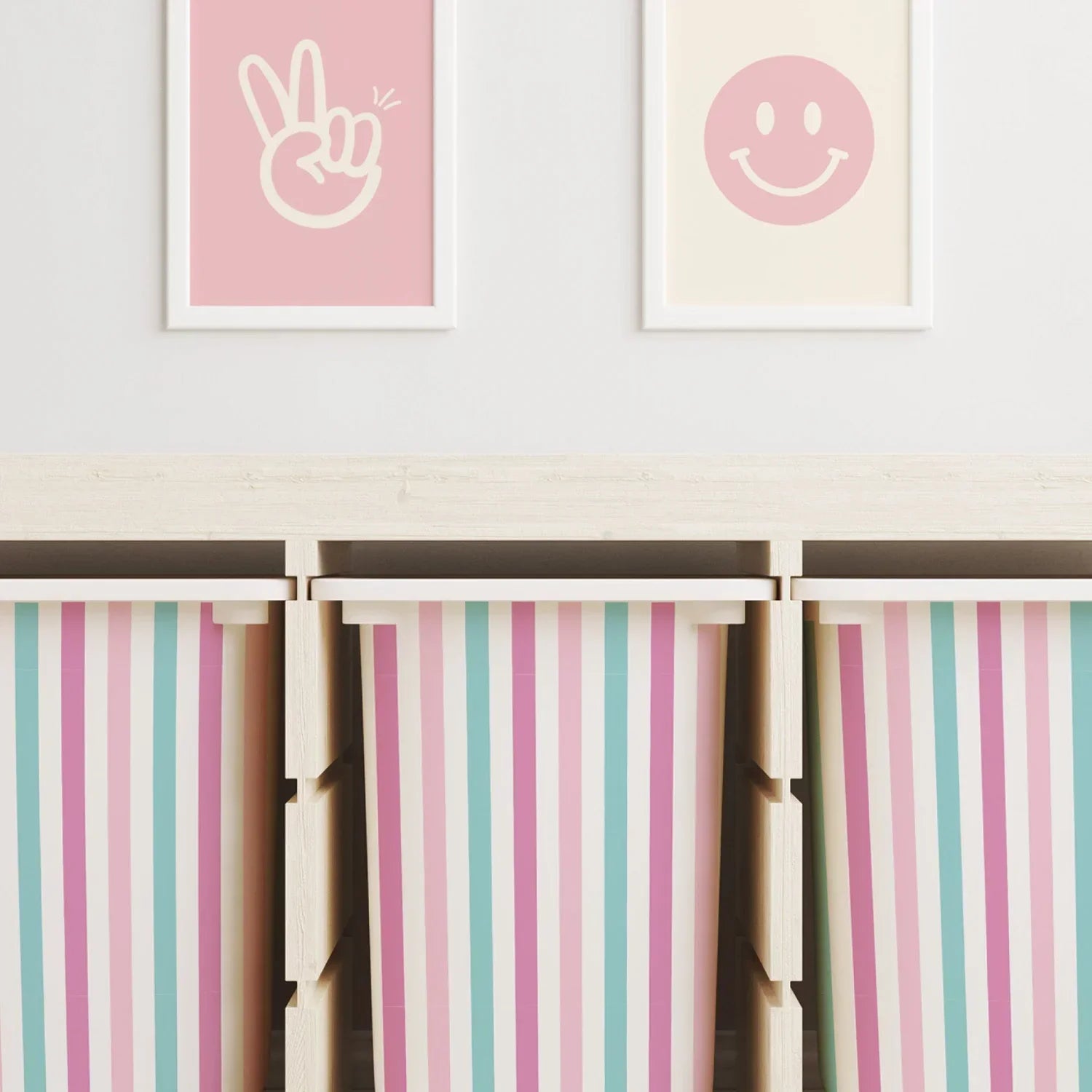 Trofast Tub Stripes Pink Decals - Furniture Decals