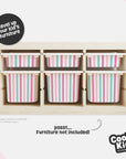 Trofast Tub Stripes Pink Decals - Furniture Decals