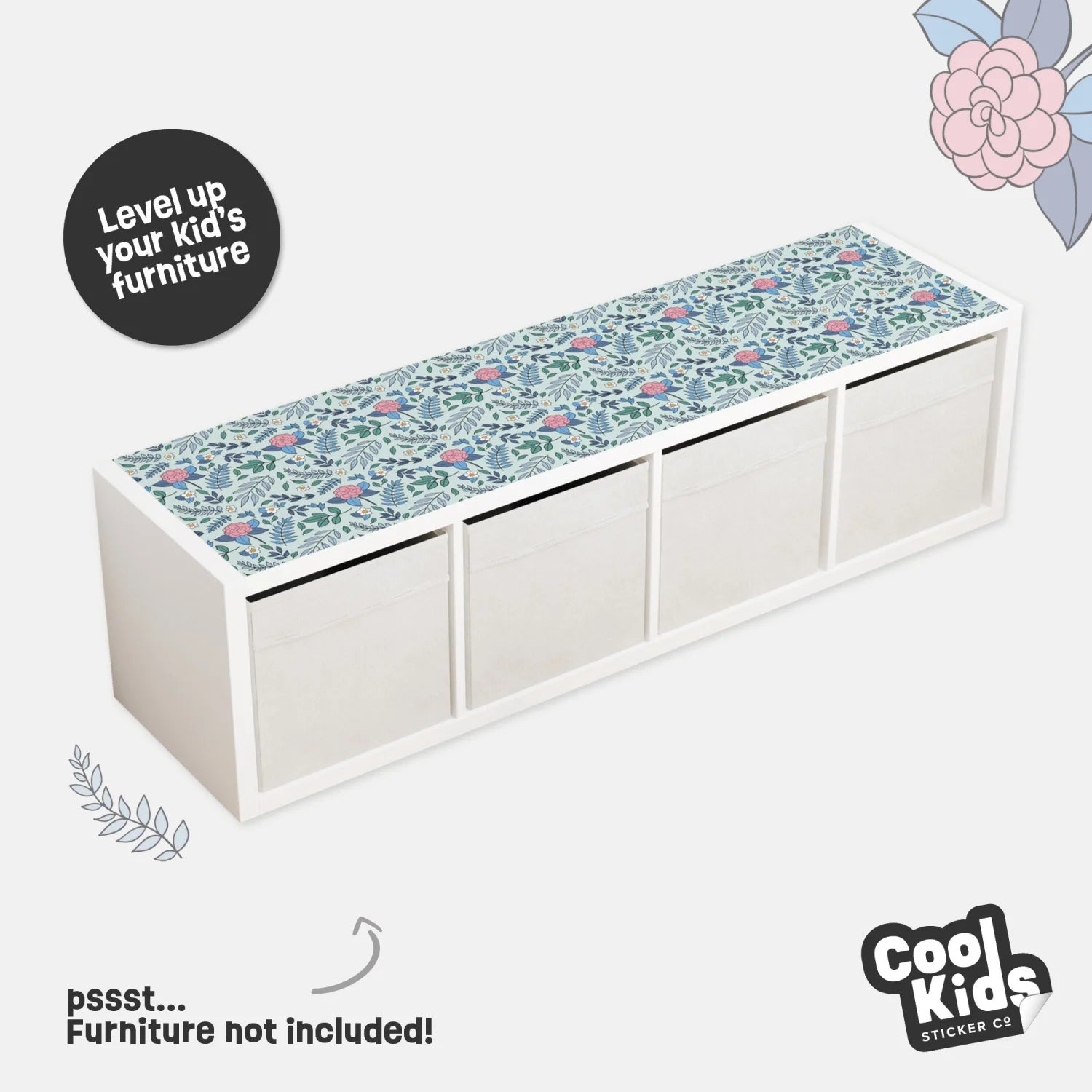 Kallax Shelf Vintage Florals Decal - Furniture Decals