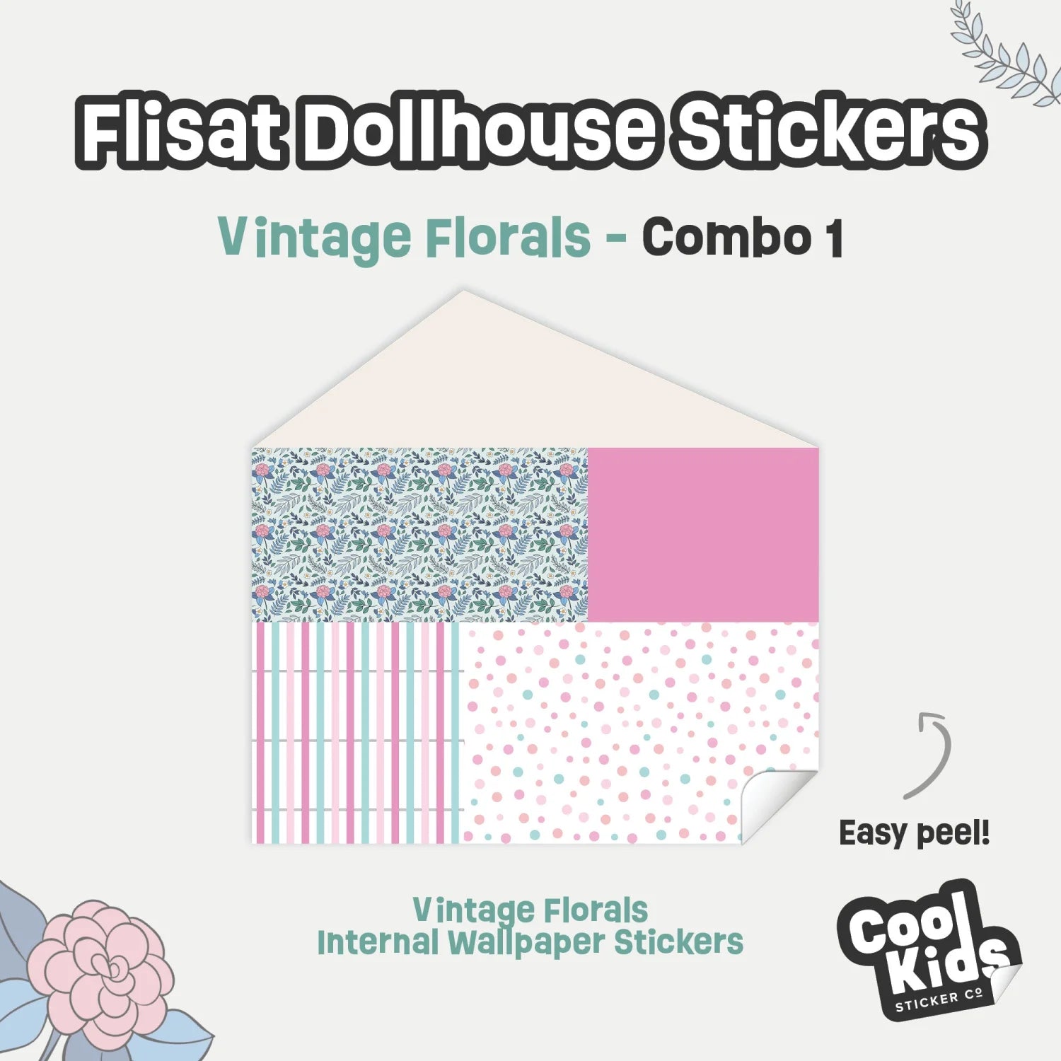 Vintage Florals Flisat Dollhouse Decals - Furniture Decals