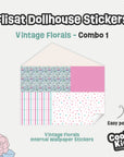 Vintage Florals Flisat Dollhouse Decals - Furniture Decals