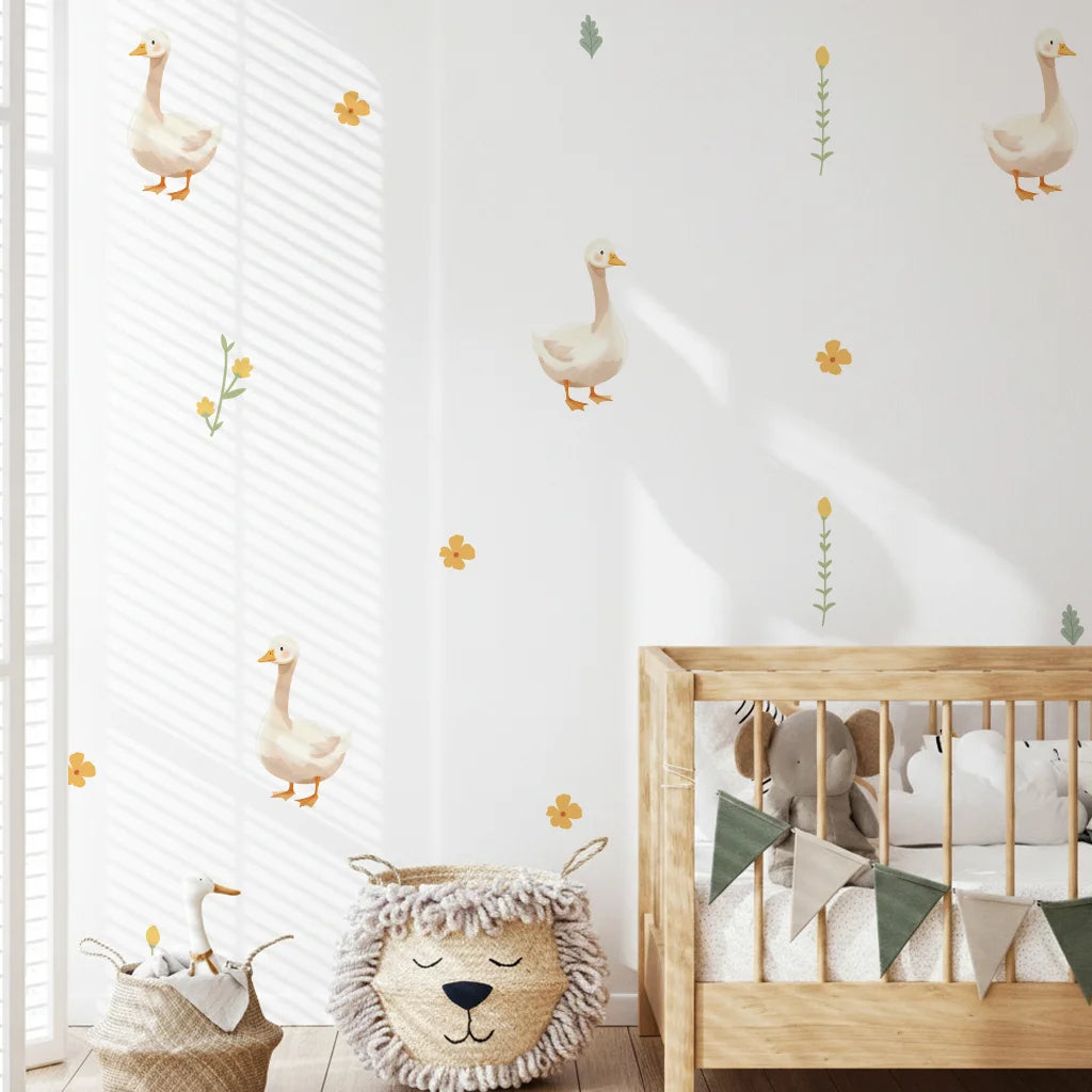 Goose Wall Decals – Scattered Geese & Florals for Nursery Walls – Cool ...