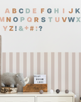 Autocollant mural en tissu avec lettres de l'alphabet en gras - Multi