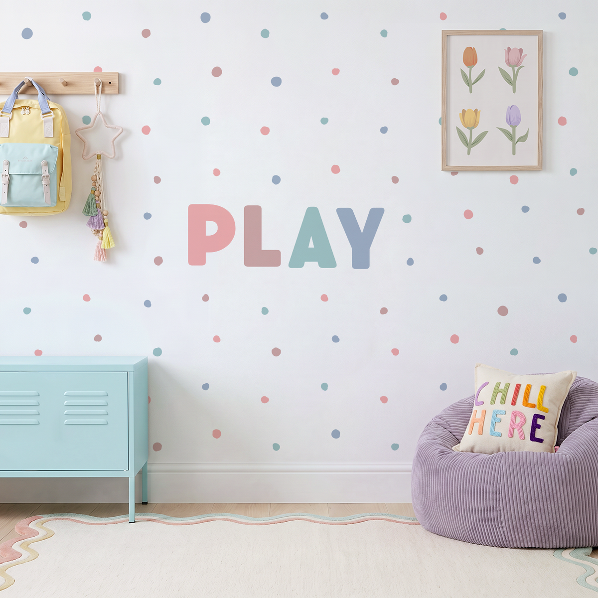Autocollant mural avec les lettres PLAY