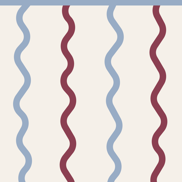 Sample: Wiggly Lines Wall Panels - Blue, Maroon & Milk