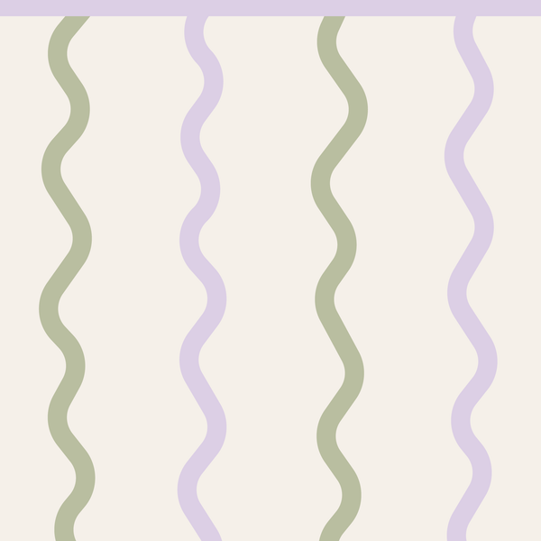 Sample: Wiggly Lines Wall Panels - Lavender, Moss & Milk