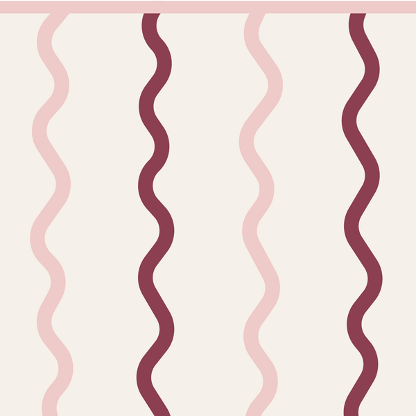 Sample: Wiggly Lines Wall Panels - Pink, Maroon & Milk